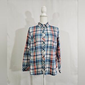 Talbots plaid button down shirt women's size medium petite
